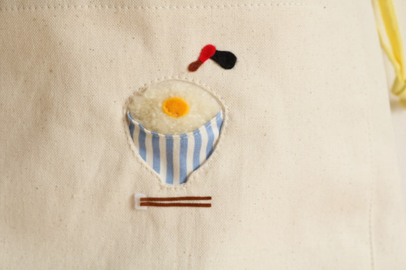 卵かけごはんのポケット付き巾着(帆布 キンチャク) 9枚目の画像