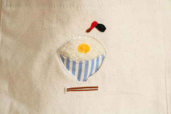 卵かけごはんのポケット付き巾着(帆布 キンチャク) 10枚目の画像