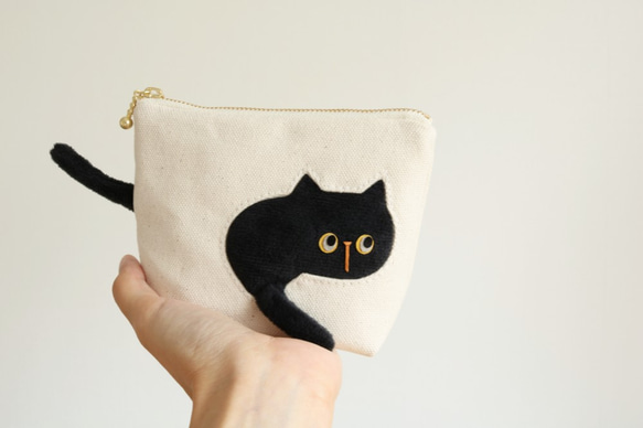 量身定做的貓用小袋穿過小袋（黑貓14厘米緊固件） 第3張的照片