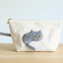穿過該袋的定制貓袋（灰色貓20厘米拉鍊扣7厘米） 第7張的照片