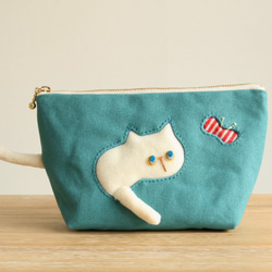 Creema限量版郵袋，用於穿過郵袋的貓和蝴蝶（白貓綠20厘米扣眼7厘米） 第8張的照片