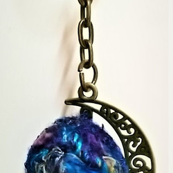 羊毛氈&Sari thread的美麗相遇-異國風情/民族風鑰匙圈（藍色系） 第1張的照片