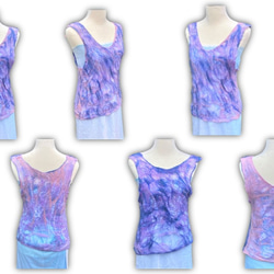 サイレント（MUM）ウールフェルト手作りの服-青と紫（*ベスト/表と裏の両方に着用可能） 2枚目の画像