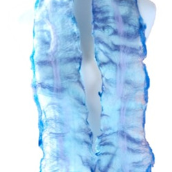 【已售出】羊毛氈（Sheep felt/羊毛フェルト）-紫、藍色漸層、雙面兩用設計款時尚羊毛氈圍巾 第1張的照片