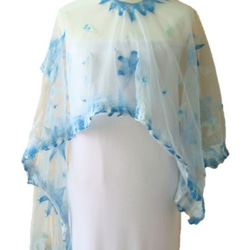 "MUM 默默"羊毛氈手工獨創設計款-花現幸福系列-稀有的小藍花朵背心/罩衫/披肩(*創意穿搭法一件多用款) 第4張的照片