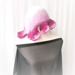MUM-felt-默默羊毛氈手創-紫色系蘭花漸層典雅風格羊毛氈帽（歐風/個性化/不規則獨家設計款） 第7張的照片