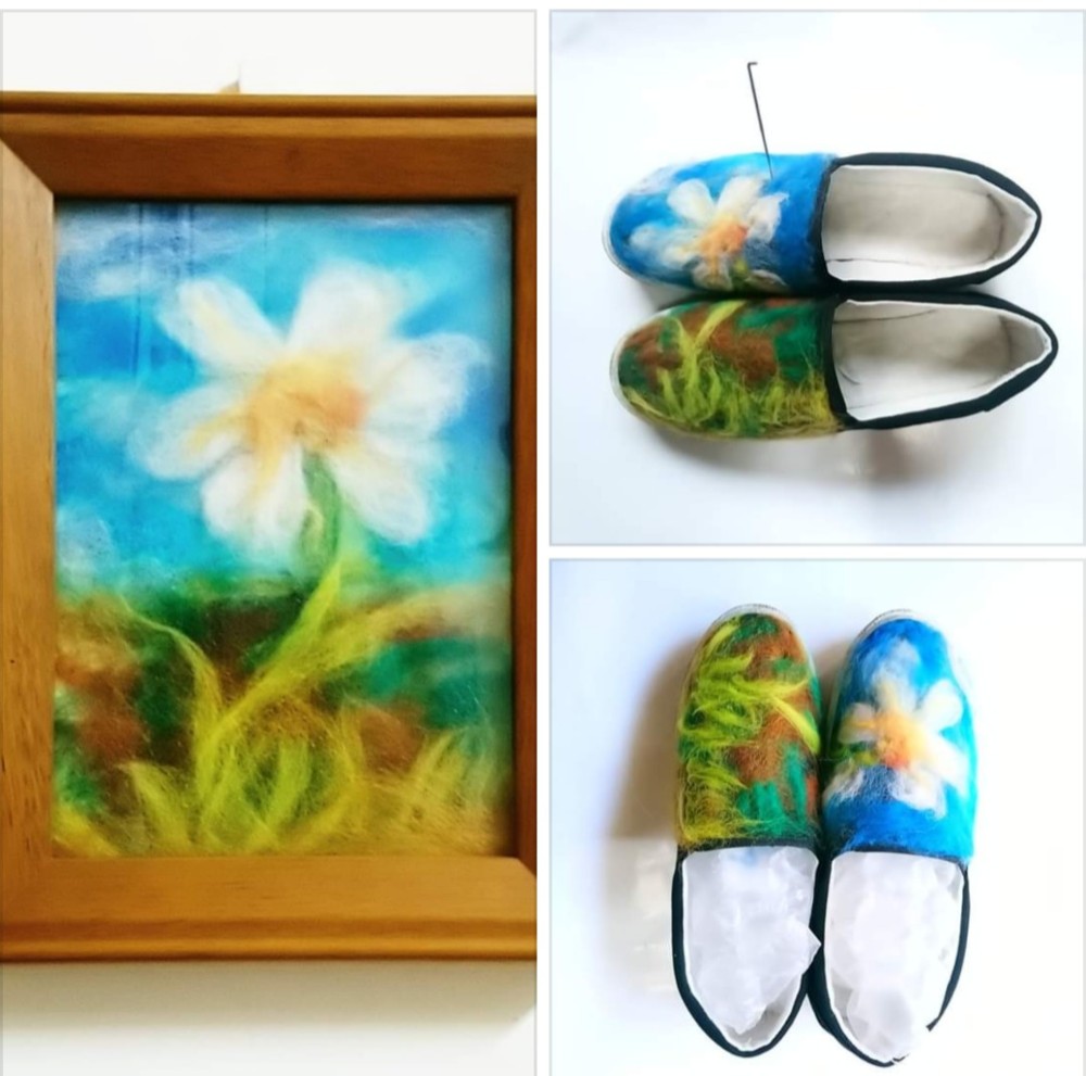 [カスタマイズ作品] MUMウールフェルトペイントキャンバスシューズシリーズにジャンプ〜満開の花、蝶が来る