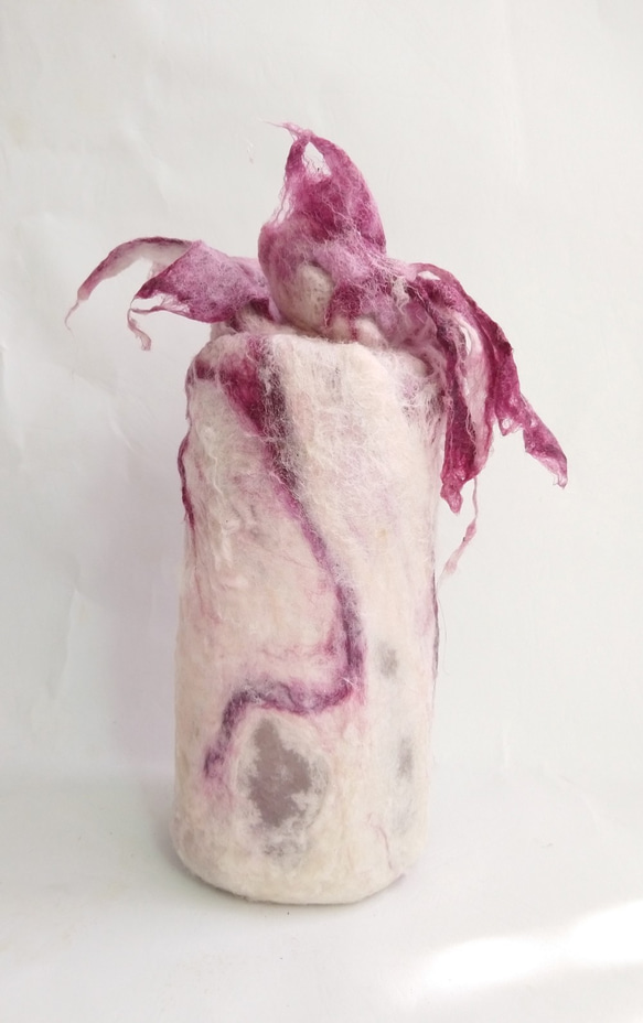 羊毛氈療癒系手作品~花瓶/花器/花花飾界-紫色蘭花色系 第2張的照片