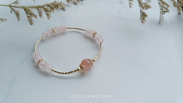 Lookgemstone 粉紅仙子 粉晶/草莓晶手鍊 第3張的照片