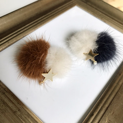 Big star & two fluffy furs* brown/gray* 3枚目の画像