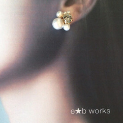 棉珍珠和珠寶耳環 * 黑色 * 第3張的照片