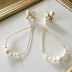 【お気に入り♡Over2200】2way!! pearl × bijou flower & drop*white* 3枚目の画像