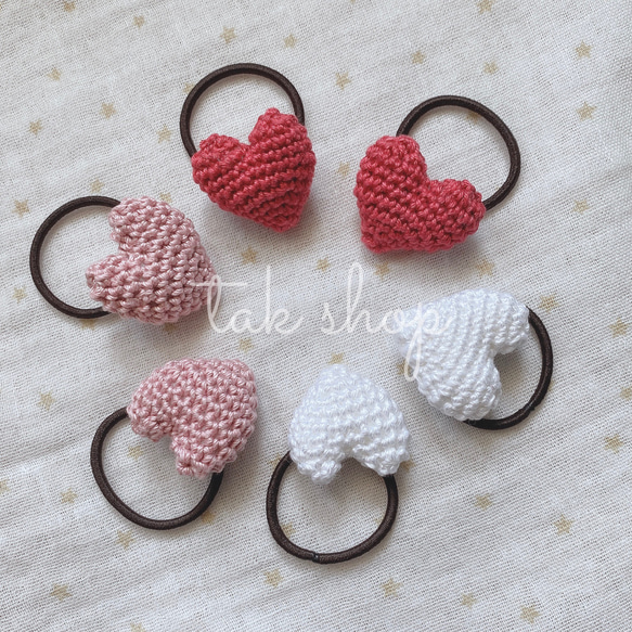 ハート かぎ編み ベビークリップ ベビーヘアアクセサリー ベビーヘアゴム