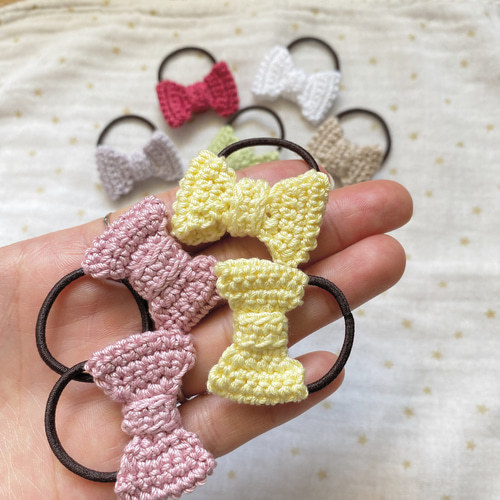 2個セット☆かぎ針編みのリボンのヘアゴム 雑貨・その他 T a k