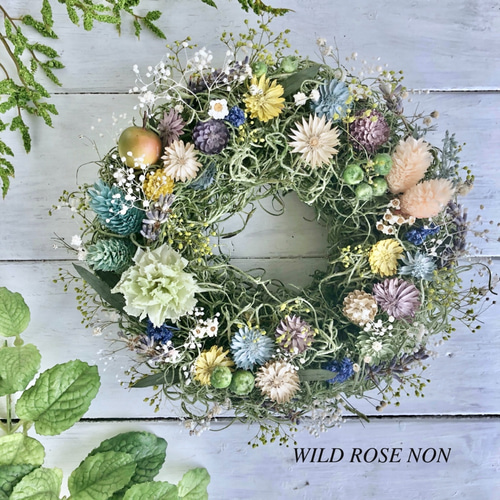 ドライフラワーリース◇◇wild flower◇ ドライアンドラ 木の実 wild  