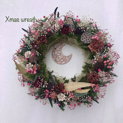 ドライフラワー & プリザーブドフラワー リース ナチュラル系＊ピンク