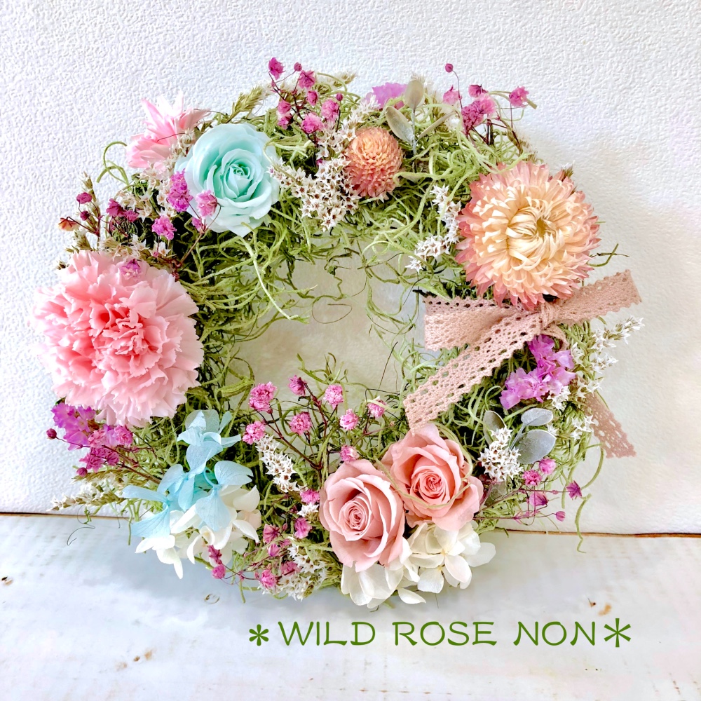 プリザーブドフラワー ドライフラワー ナチュラルリース パステル  