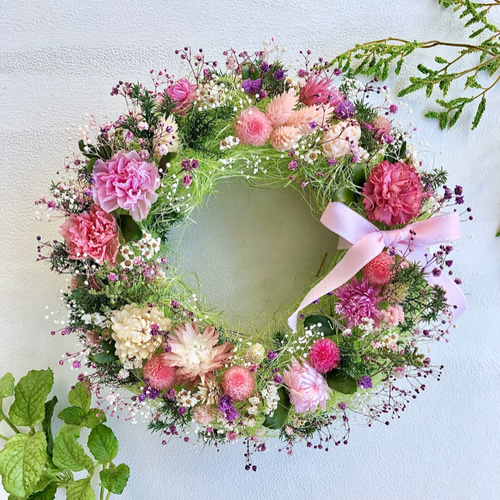 プリザーブド＊ドライフラワーリース ドライフラワー & プリザーブドフラワー リース ナチュラル系