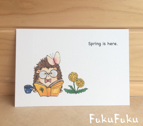 春のハリネズミ【ポストカード３種類】 4枚目の画像