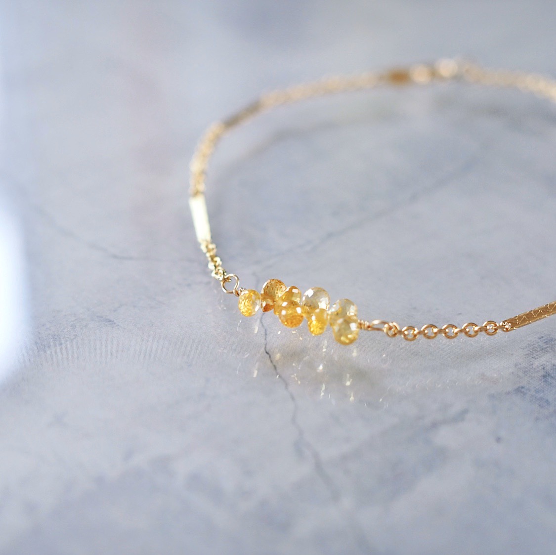 イエローサファイアのミモザブレスレット14kgf
