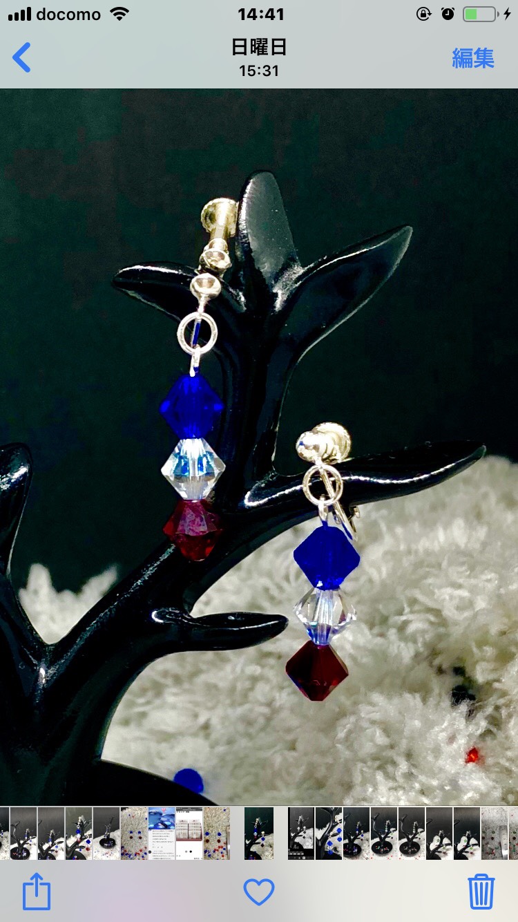 silver925 カン付きネジバネ式イヤリングスワロフスキークリスタルビーズ