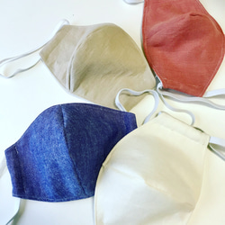 立体布マスク 三層構造（表の色:薄ピンク 生地:リネン&綿 ） 8枚目の画像