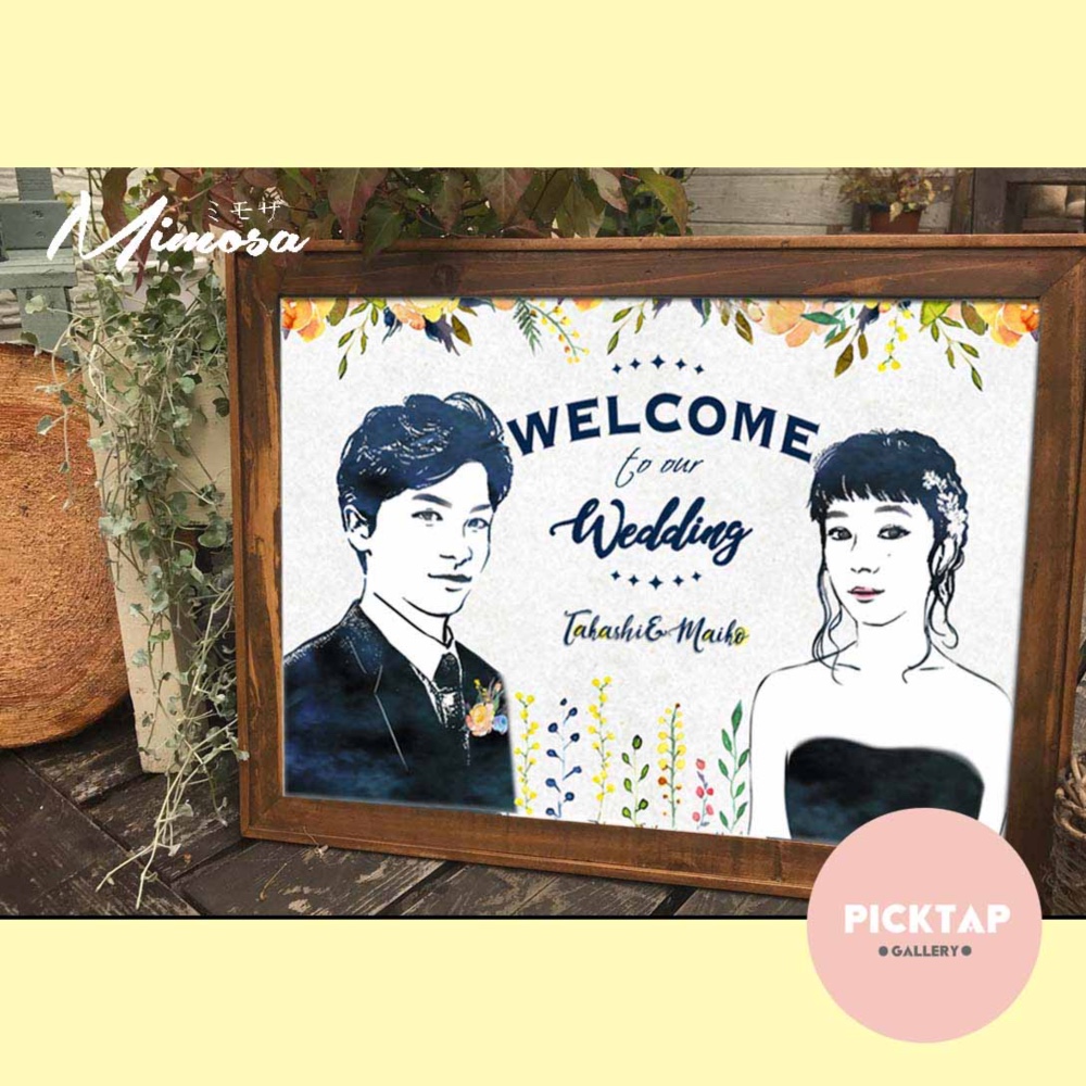 ■picktap's gallery■ミモザ　ウェルカムボード/A3サイズ　似顔絵　結婚式