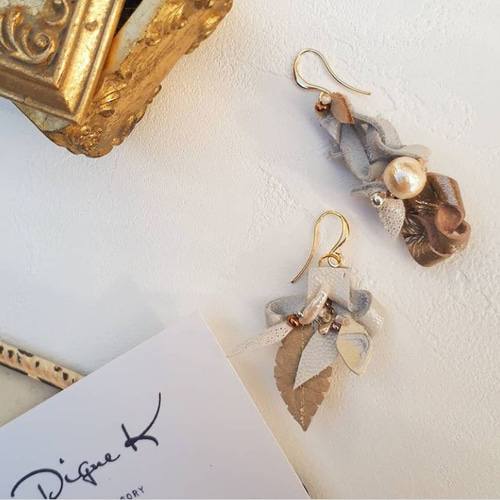 レザーピアス レザーアクセサリー【 les raisins 葡萄 】オーダー