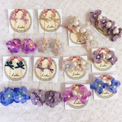 繡球花和棉珍珠Bijou耳環紫色 第4張的照片