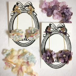 繡球花和珠寶鍊式耳環 第1張的照片