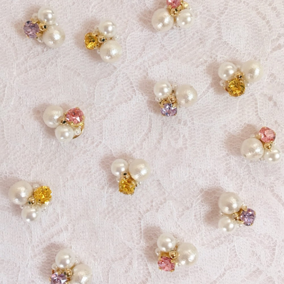 茹耳環蓬鬆流蘇×玻璃紗帶的珍珠 第4張的照片