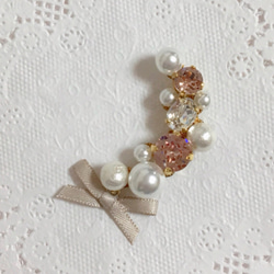 Bijou耳環復古玫瑰珍珠和緞帶 第1張的照片