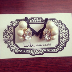 露露。Omekashi將珠寶和棉花珍珠打扮成耳環 第2張的照片