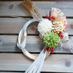 しめなわ 注連縄 コットンフラワーxナチュラル しめ縄・しめ飾り Le