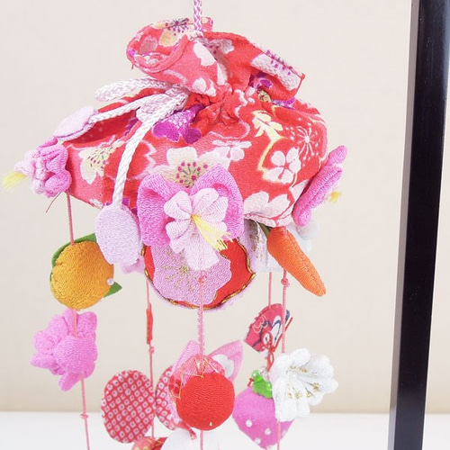 つるし飾り つるし雛 手毬と桜うさぎ（小）スタンド付 吊るし雛