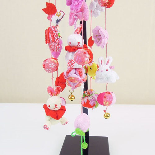 つるし飾り つるし雛 手毬と桜うさぎ（小）スタンド付 吊るし雛