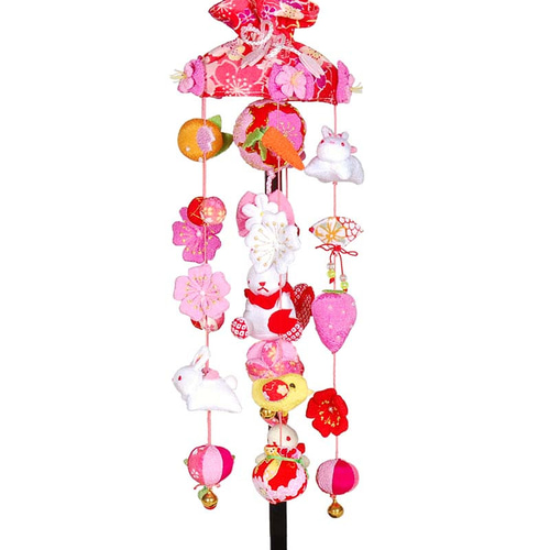 つるし飾り つるし雛 手毬と桜うさぎ（特小）スタンド付 吊るし雛