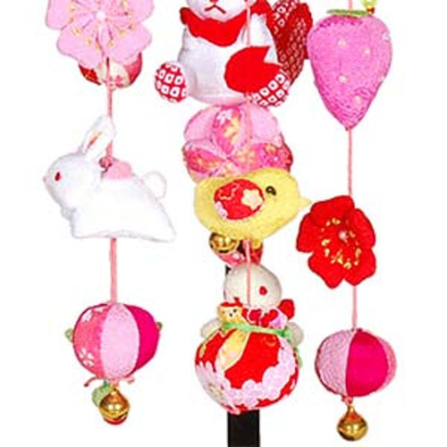 つるし飾り つるし雛 手毬と桜うさぎ（特小）スタンド付 吊るし雛