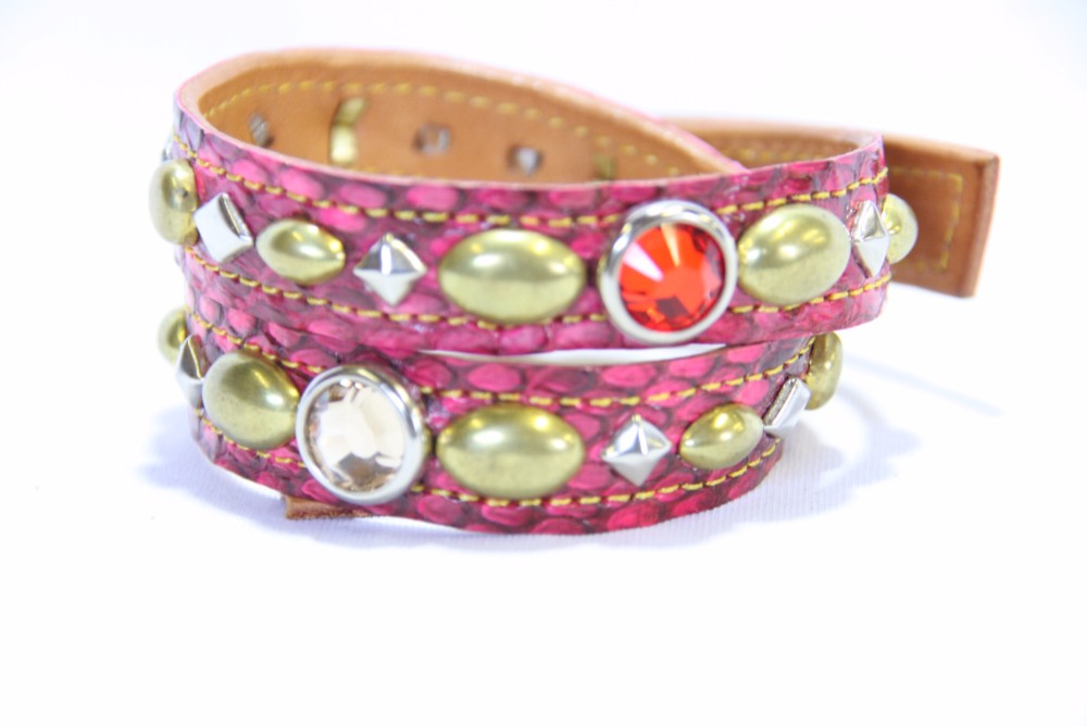 【50％offセール】レザー&スワロスキー二重巻きブレスレットRY