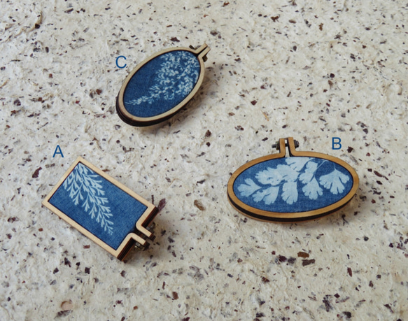 植物剪影。藍曬胸針 Botanic Cyanotype Brooch 第4張的照片