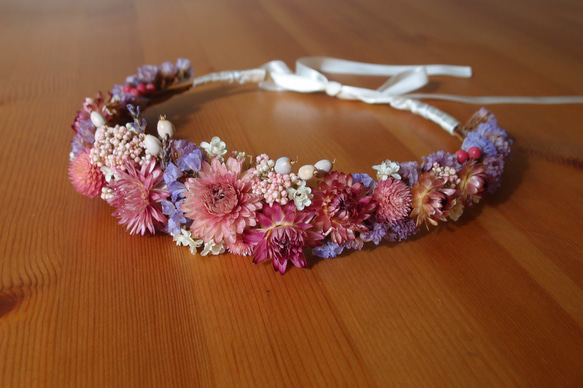 甜美風乾燥花環頭飾 Sweet Dried Flower Head Wreath 第1張的照片