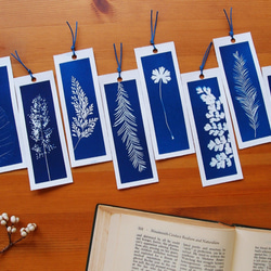 植物のシルエット。 Cyanotype ブックマーク (4 in 1 セット) Botanic Cyanotype ブックマーク 7枚目の画像