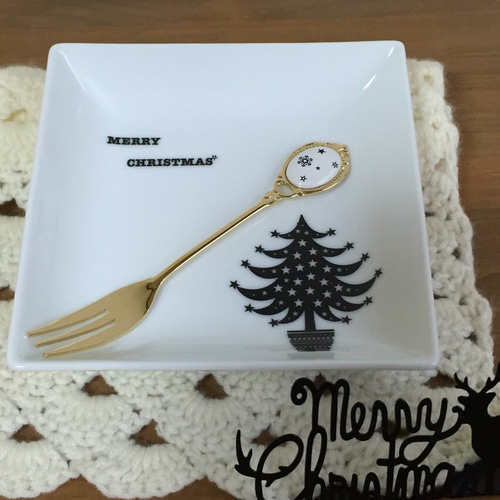 クリスマスプレート&フォークセット ツリー 大皿 honey bee 通販