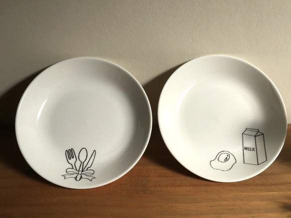 モノトーンカフェ 小皿2枚セット ミルク 2枚目の画像