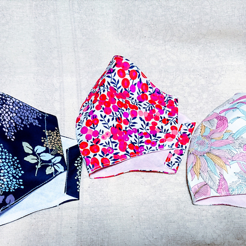 大人用 Mセット(3枚)「リバティプリント」 内布 抗ウイルス抗菌臭W  