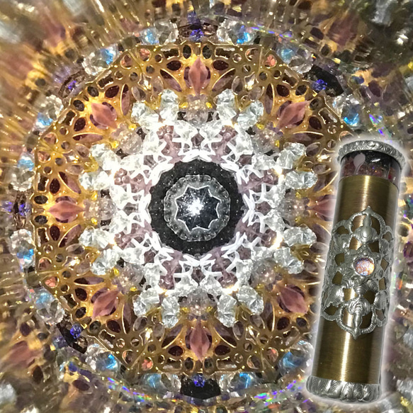天然石の万華鏡『Marrakech マラケシュ Flower A』オイル華鏡【誕生日】【クリスマス】【ギフト】【お祝い】 1枚目の画像