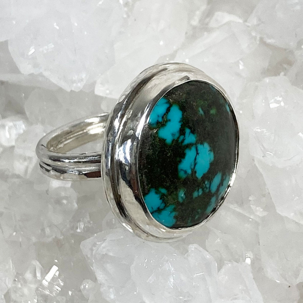 オリジナルシルバーアクセサリー【mikks】ターコイズのまん丸リング、mk-r035 の商品写真