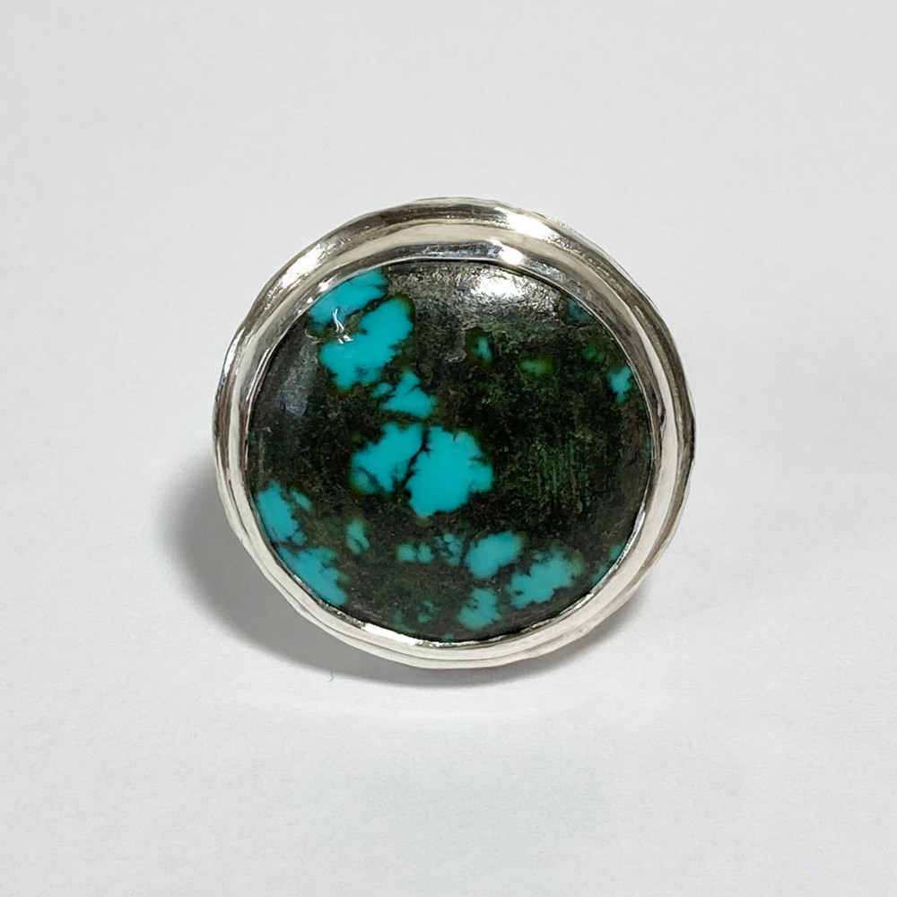 オリジナルシルバーアクセサリー【mikks】ターコイズのまん丸リング、mk-r035
