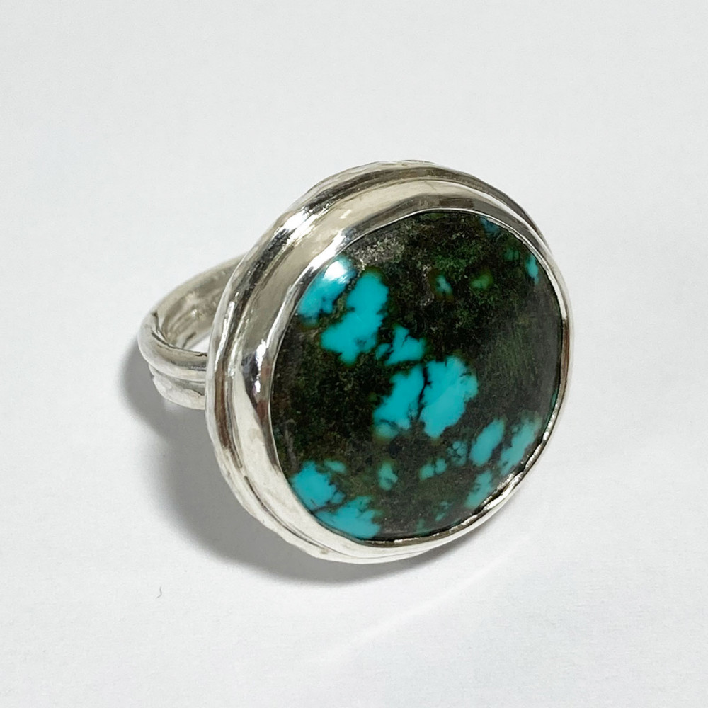 オリジナルシルバーアクセサリー【mikks】ターコイズのまん丸リング、mk-r035