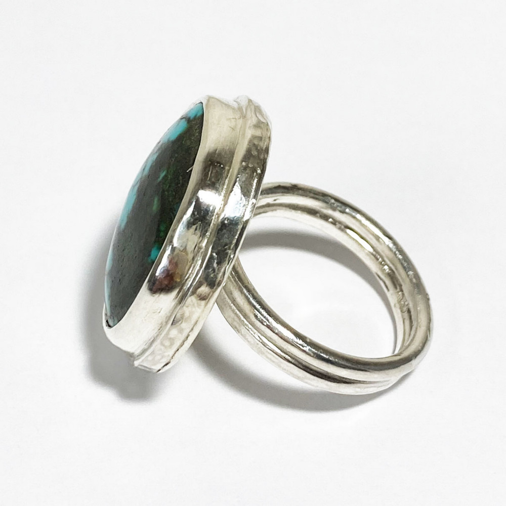 オリジナルシルバーアクセサリー【mikks】ターコイズのまん丸リング、mk-r035